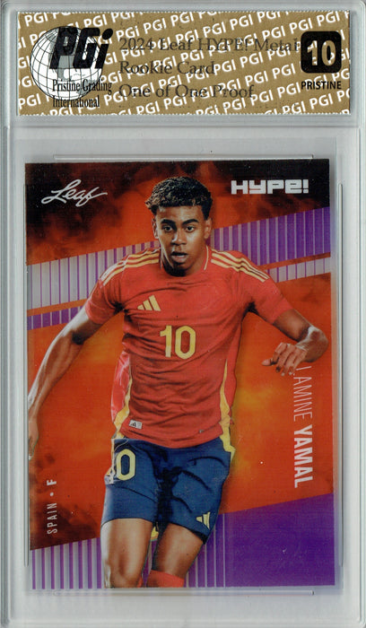 Lamine Yamal 2024 Leaf HYPE! Metal #HM-10 Purple 1/1 Proof Rookie Card PGI 10