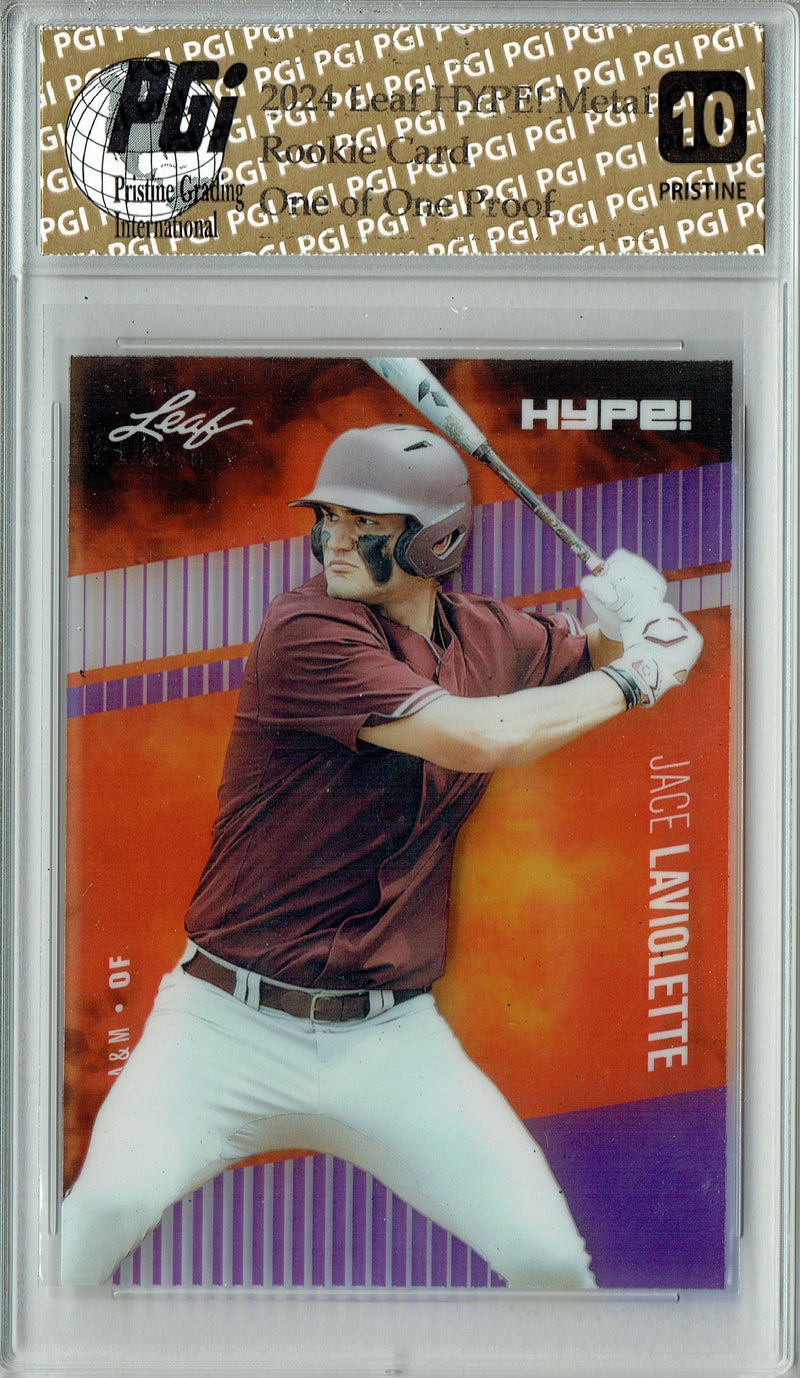 Jace LaViolette 2024 Leaf HYPE! Metal #HM-06 Purple 1/1 Proof Rookie Card PGI 10