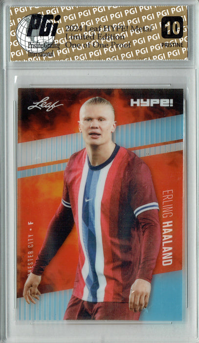 Erling Haaland 2024 Leaf HYPE! Metal #HM-05 Platinum 1/1 Proof Rare Card PGI 10