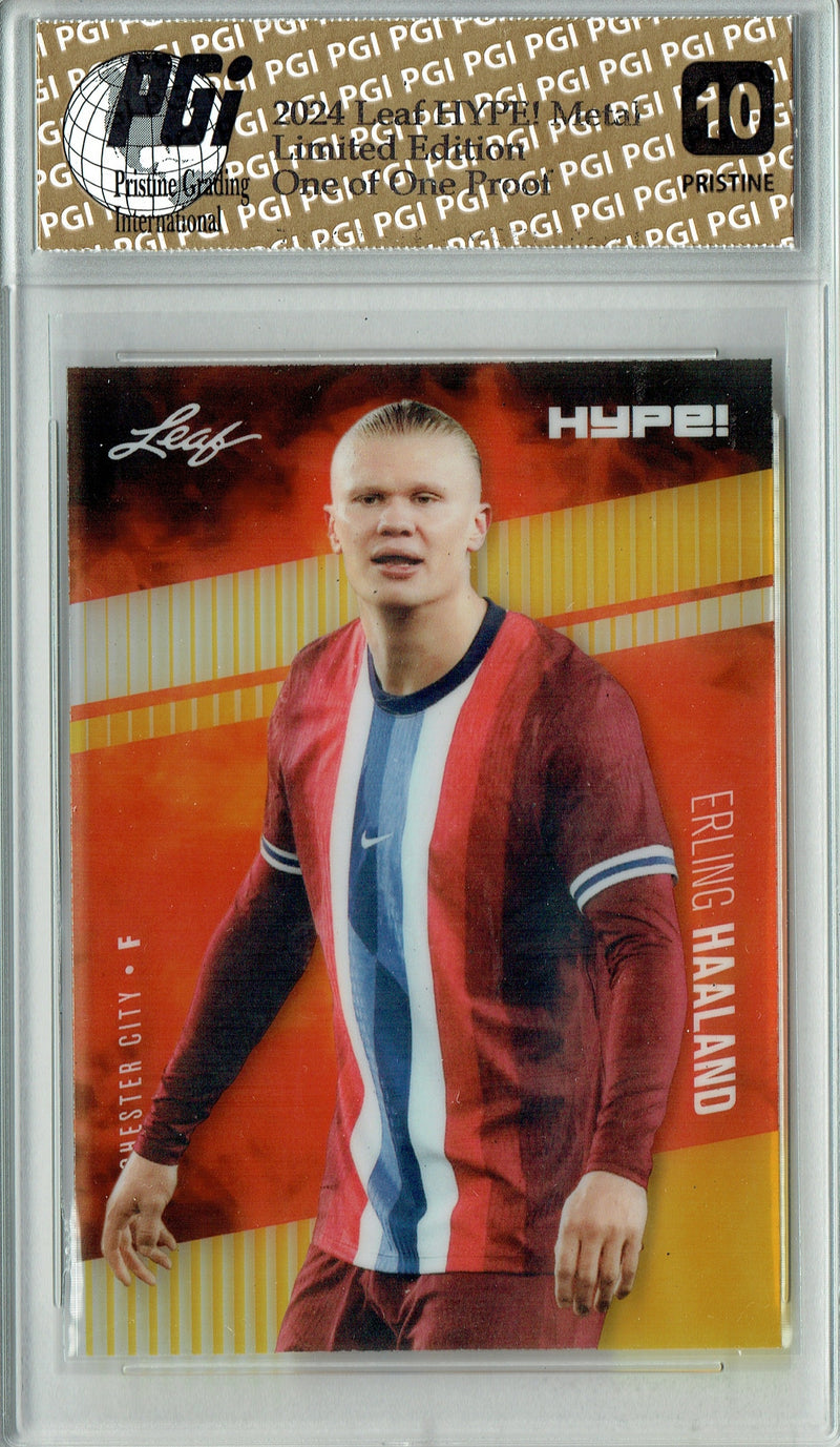 Erling Haaland 2024 Leaf HYPE! Metal #HM-05 Gold 1/1 Proof Rare Card PGI 10