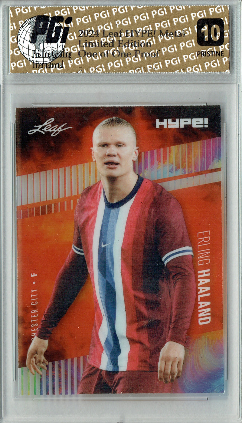 Erling Haaland 2024 Leaf HYPE! Metal #HM-05 Burst 1/1 Proof Rare Card PGI 10