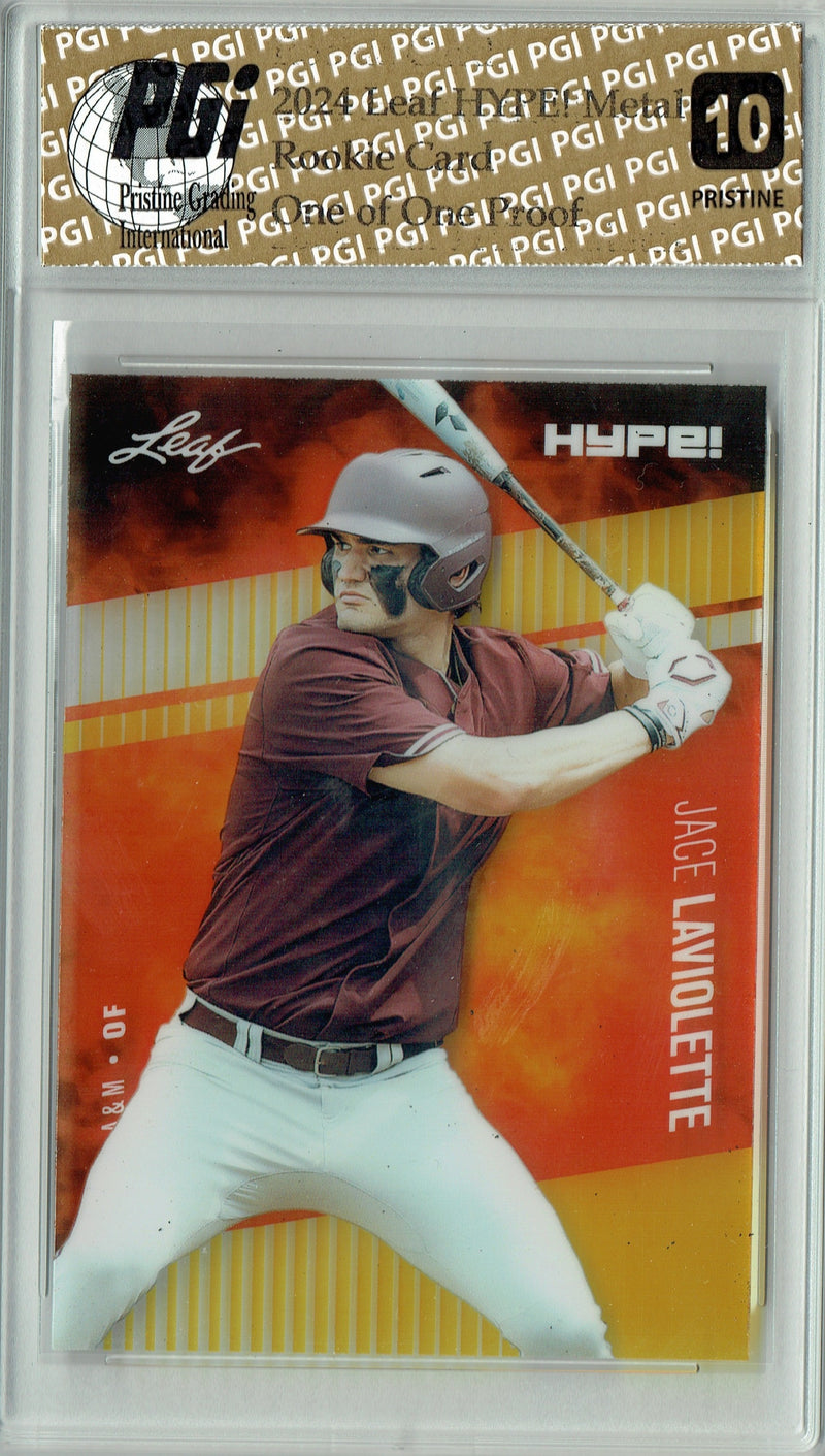 Jace LaViolette 2024 Leaf HYPE! Metal #HM-06 Gold 1/1 Proof Rookie Card PGI 10