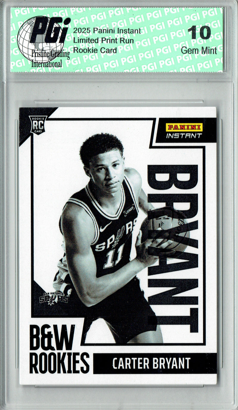 Carter Bryant 2025 Panini Instant #BWR-2 Black White 256 Made Rookie Card PGI 10