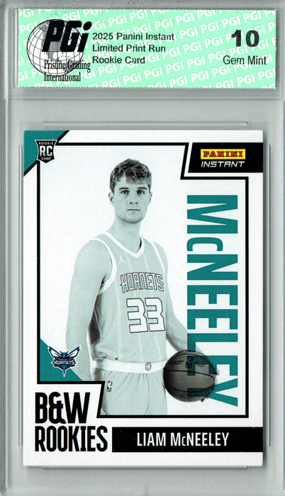 Liam McNeeley 2025 Panini Instant #BWR-5 Black White 256 Made Rookie Card PGI 10