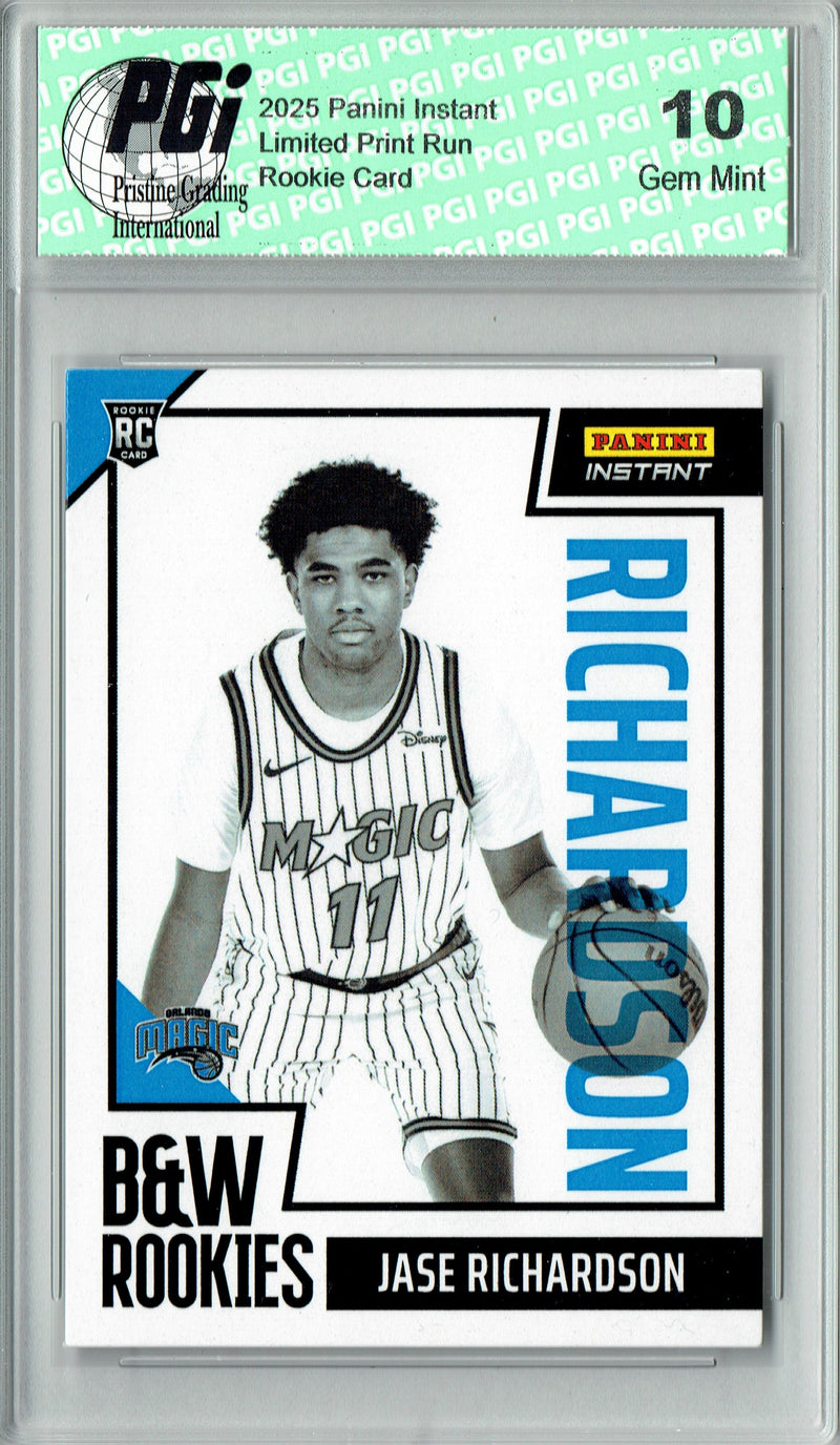 Jase Richardson 2025 Panini Instant #BWR-8 Black White 1/256 Rookie Card PGI 10