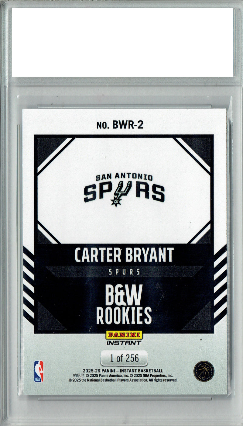 Carter Bryant 2025 Panini Instant #BWR-2 Black White 256 Made Rookie Card PGI 10