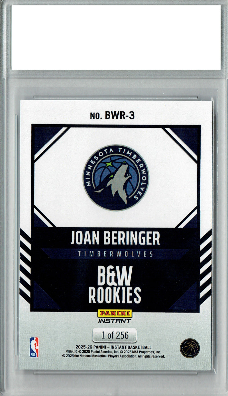 Joan Beringer 2025 Panini Instant #BWR-3 Black White 256 Made Rookie Card PGI 10