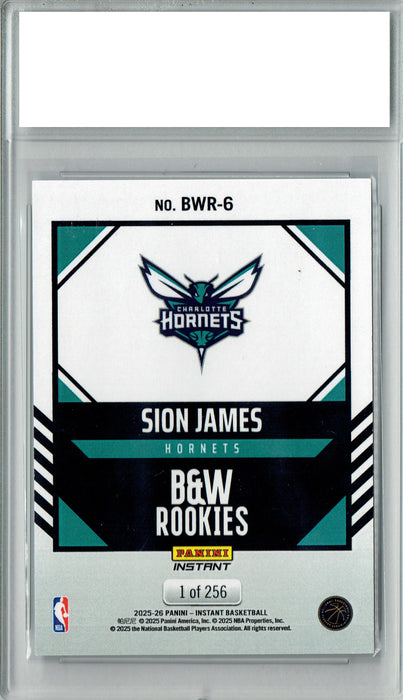 Sion James 2025 Panini Instant #BWR-6 Black & White 256 Made Rookie Card PGI 10