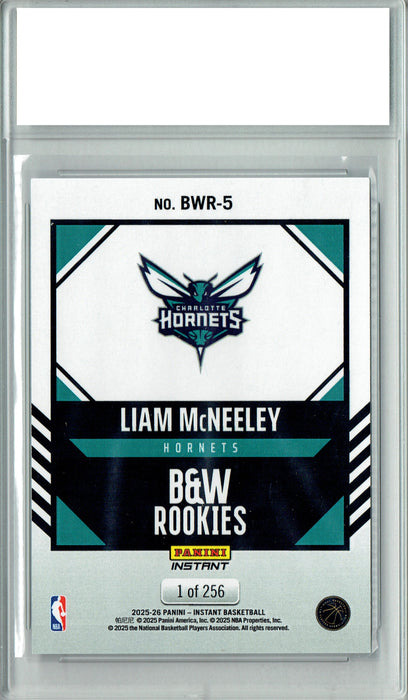 Liam McNeeley 2025 Panini Instant #BWR-5 Black White 256 Made Rookie Card PGI 10