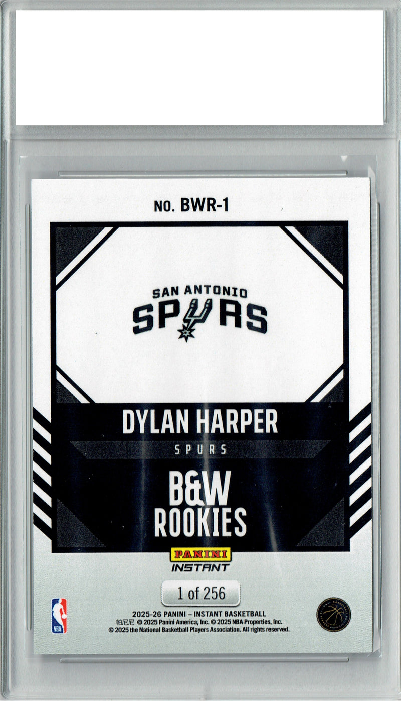 Dylan Harper 2025 Panini Instant #BWR-1 Black White 256 Made Rookie Card PGI 10