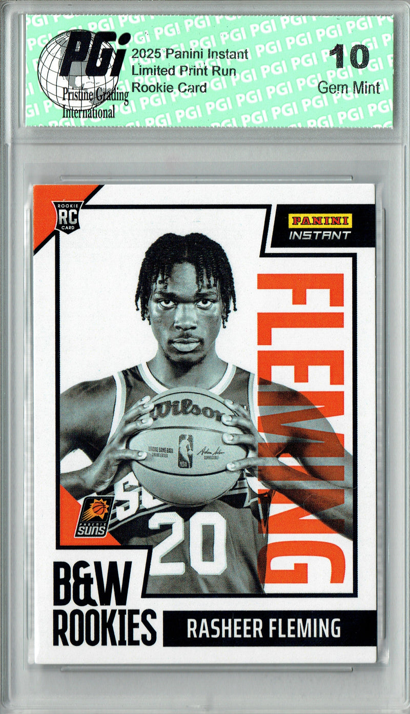 Rasheer Fleming 2025 Panini Instant #BWR-20 Black White 1/256 Rookie Card PGI 10
