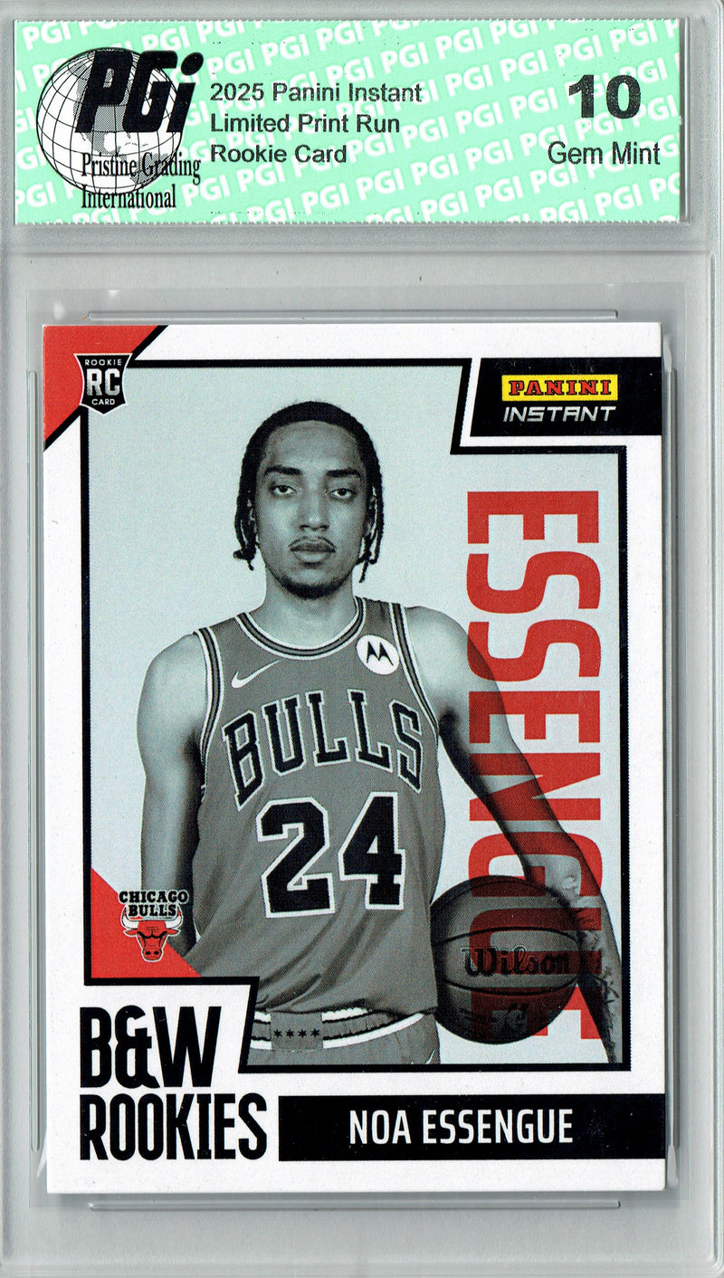 Noa Essengue 2025 Panini Instant #BWR-15 Black White 256 Made Rookie Card PGI 10