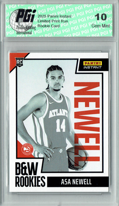 Asa Newell 2025 Panini Instant #BWR-13 Black & White 256 Made Rookie Card PGI 10