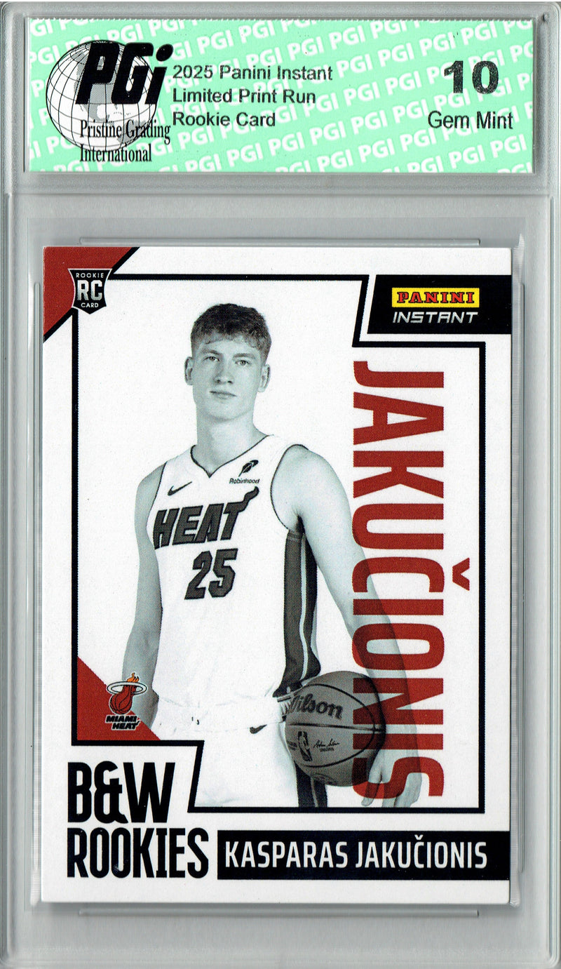 Kasparas Jakucionis 2025 Panini Instant #BWR-14 Black & White Rookie Card PGI 10