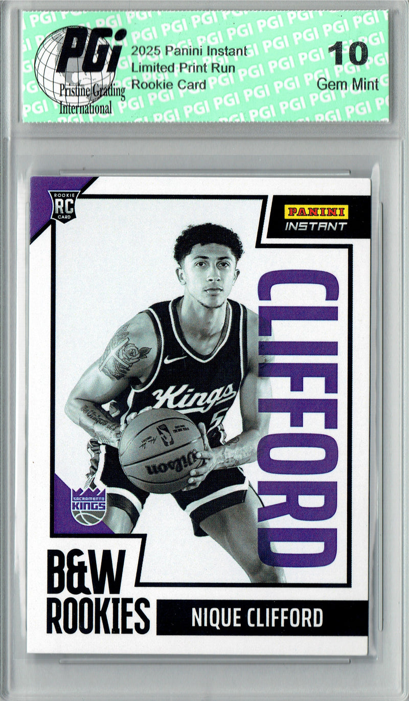 Nique Clifford 2025 Panini Instant #BWR-18 Black White 1/256 Rookie Card PGI 10
