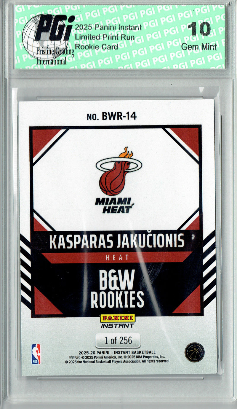 Kasparas Jakucionis 2025 Panini Instant #BWR-14 Black & White Rookie Card PGI 10