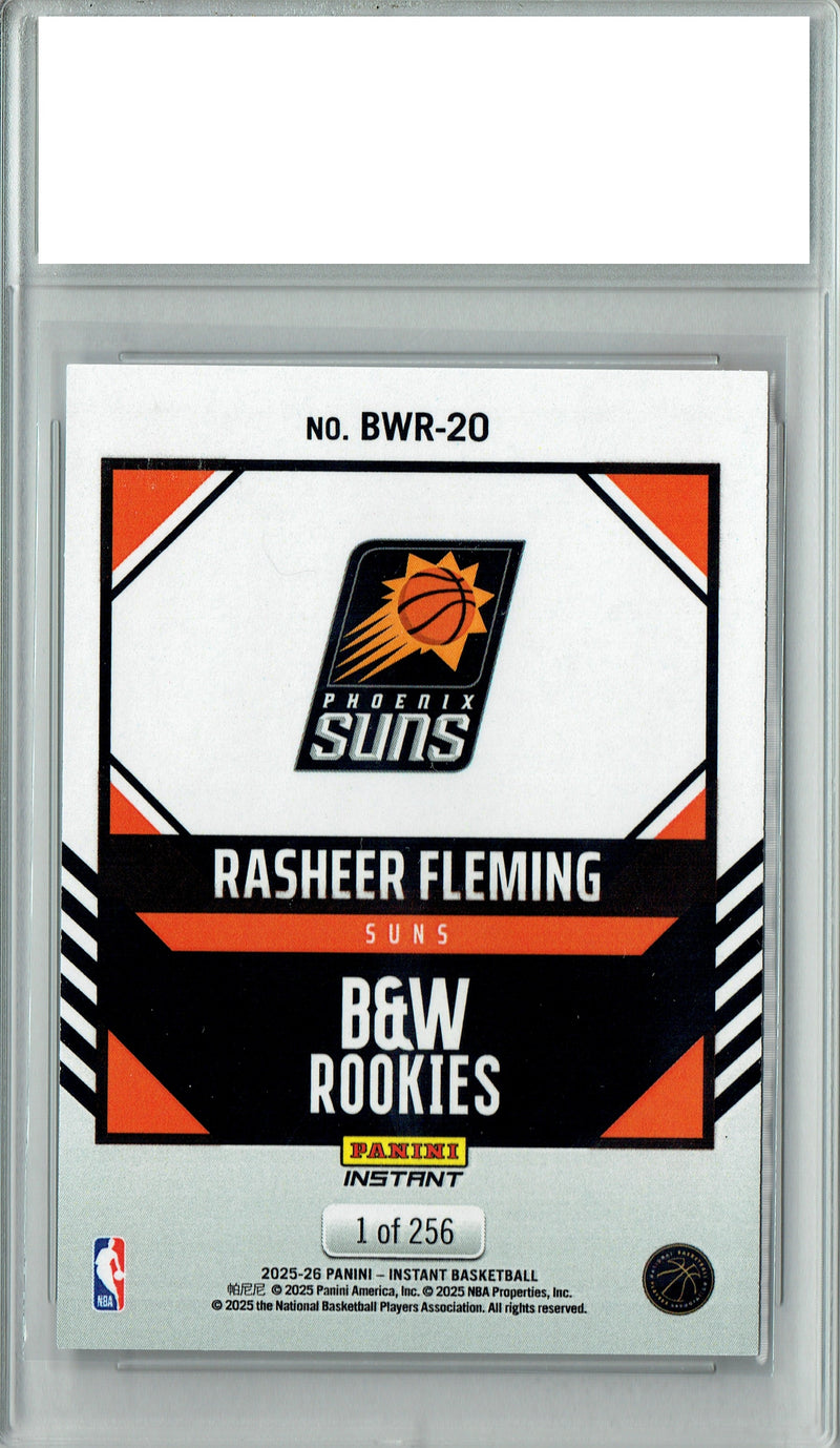 Rasheer Fleming 2025 Panini Instant #BWR-20 Black White 1/256 Rookie Card PGI 10