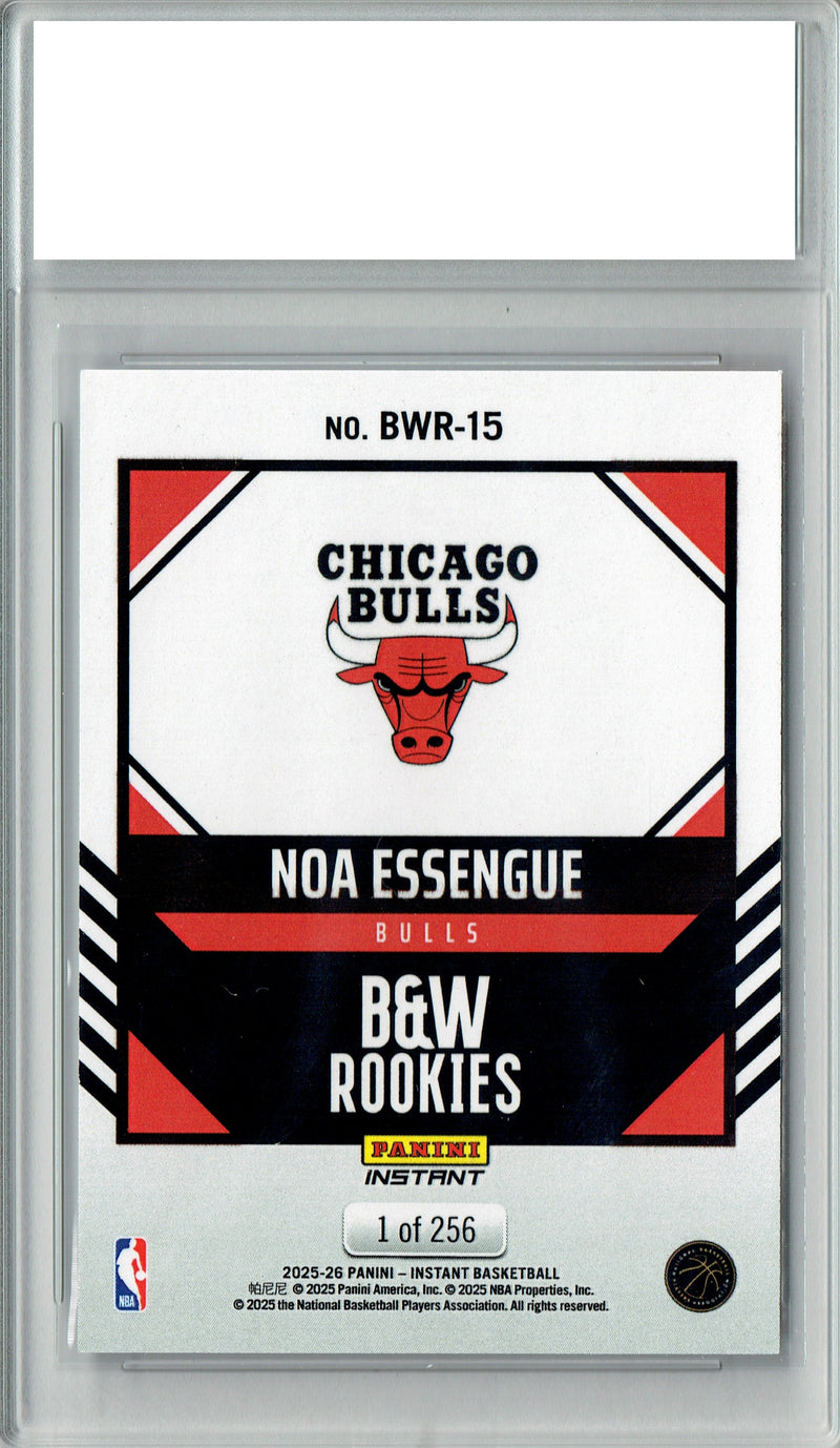 Noa Essengue 2025 Panini Instant #BWR-15 Black White 256 Made Rookie Card PGI 10