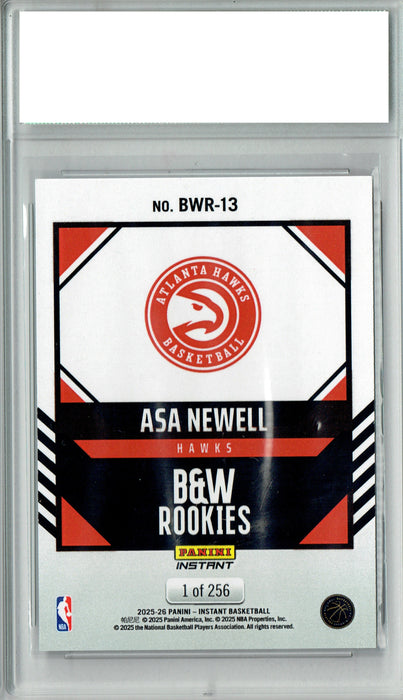 Asa Newell 2025 Panini Instant #BWR-13 Black & White 256 Made Rookie Card PGI 10