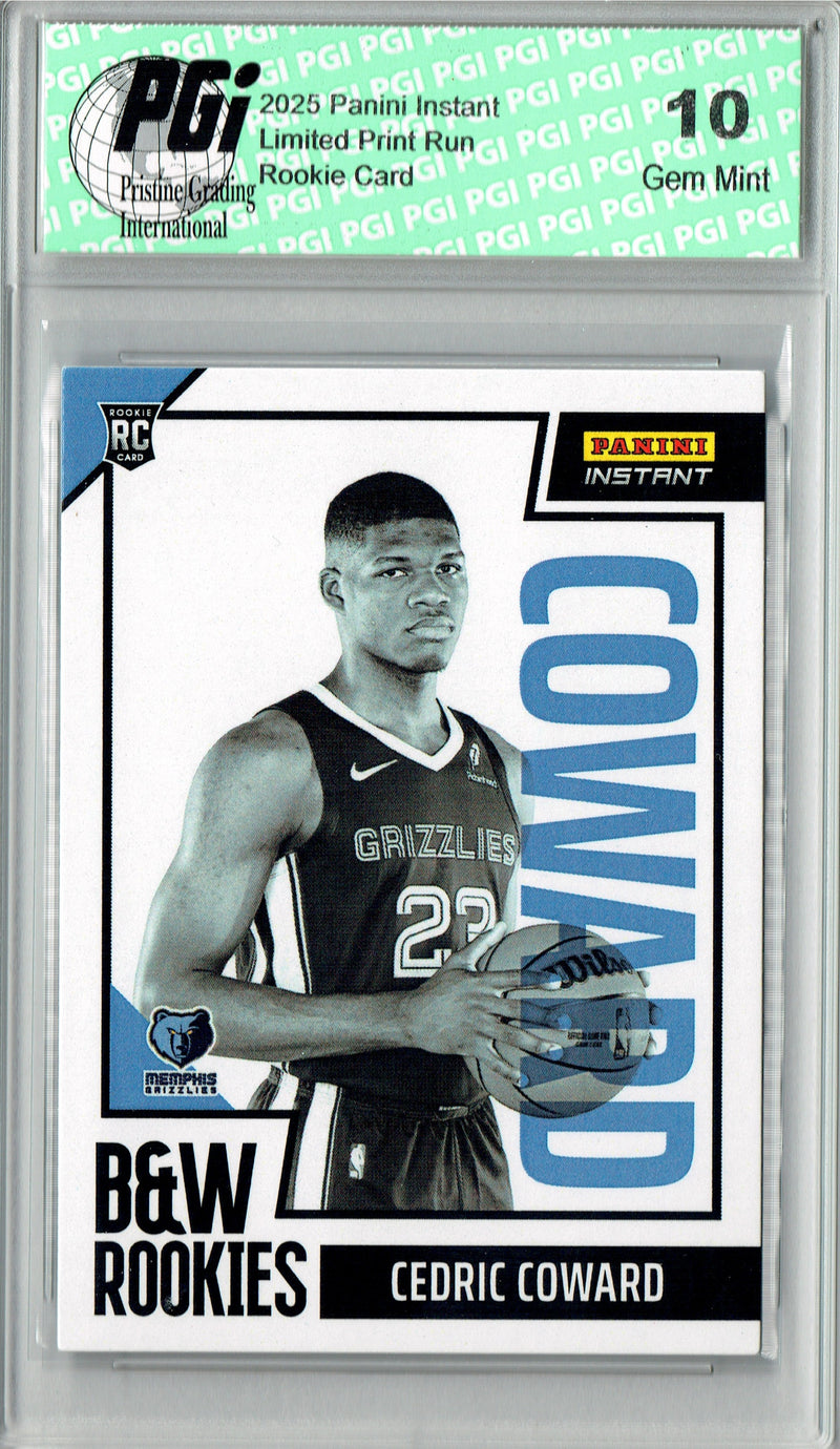 Cedric Coward 2025 Panini Instant #BWR-38 Black & White 1/256 Rookie Card PGI 10