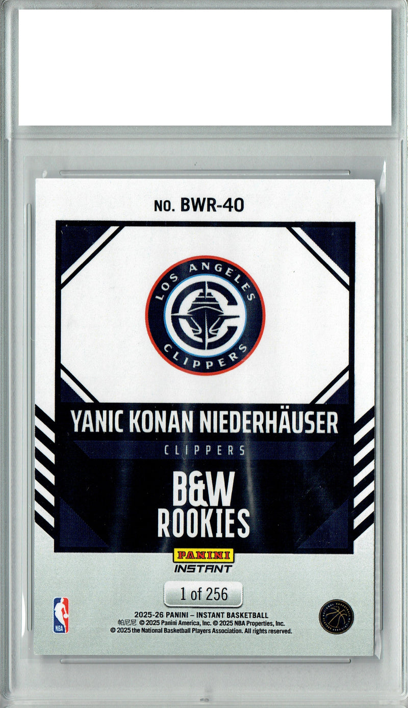 Yanic Konan Niederhauser 2025 Panini Instant BWR40 Black White Rookie Card PGI10