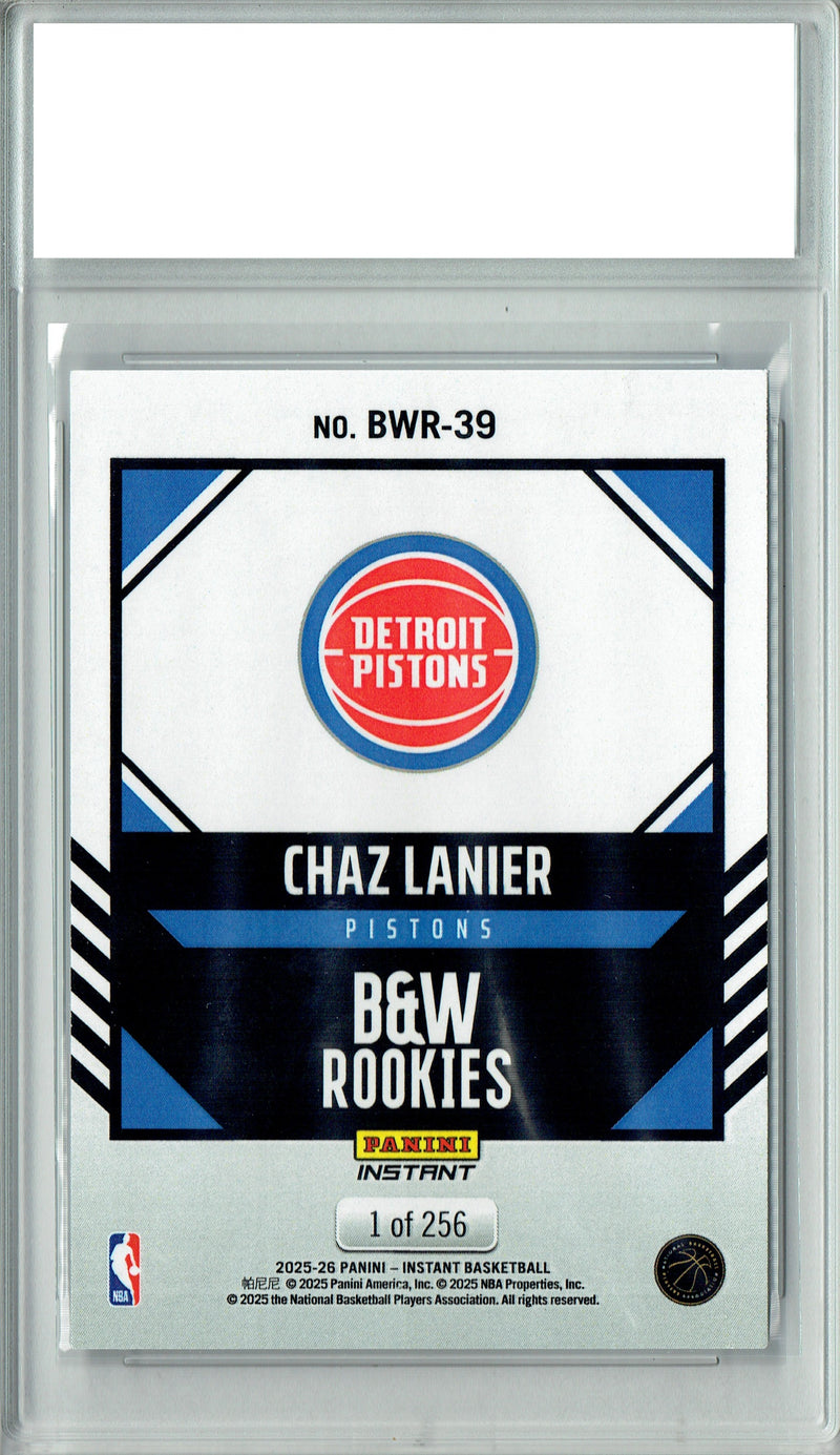 Chaz Lanier 2025 Panini Instant #BWR-39 Black White 256 Made Rookie Card PGI 10