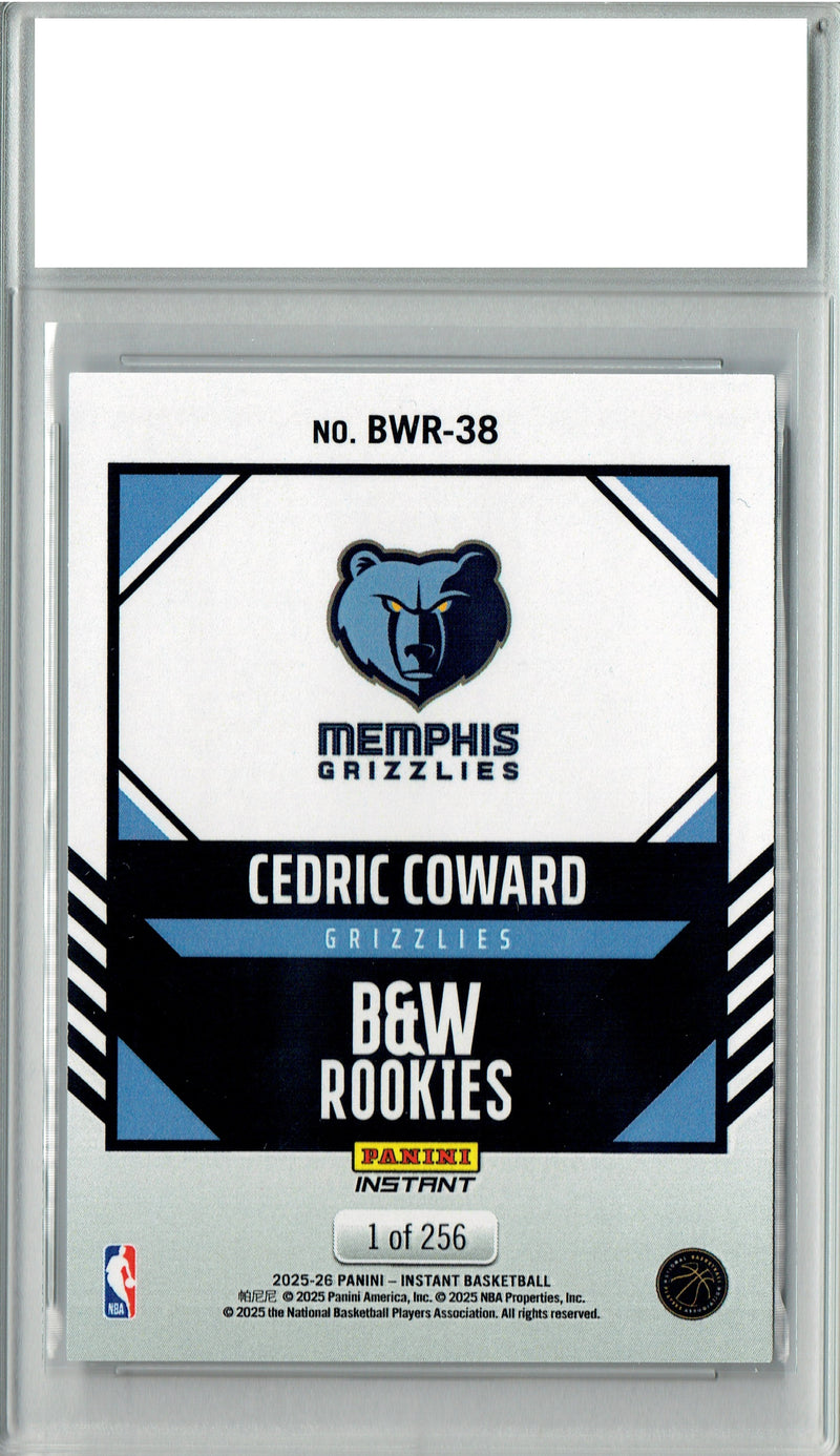 Cedric Coward 2025 Panini Instant #BWR-38 Black & White 1/256 Rookie Card PGI 10