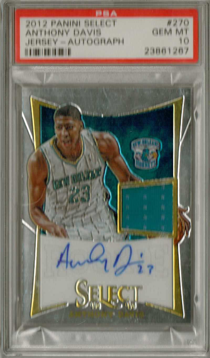 PSA 10 Anthony Davis 2012 Panini Select #270 Jersey Auto #118/149 Rookie Card Charlotte Hornets