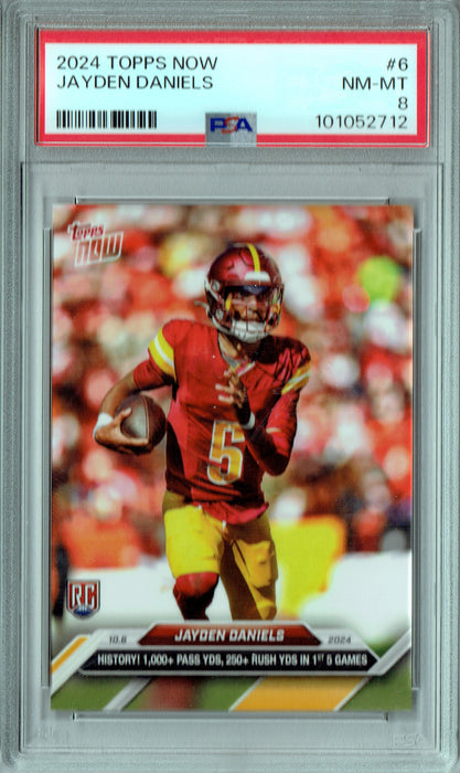 PSA 8 Jayden Daniels 2024 Topps Now #6 History! Rookie Card