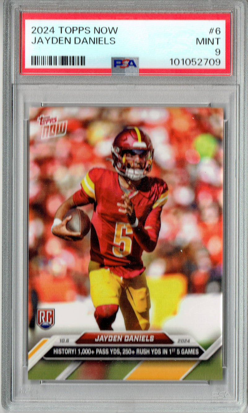 PSA 9 Jayden Daniels 2024 Topps Now #6 History! Rookie Card Washington Commanders