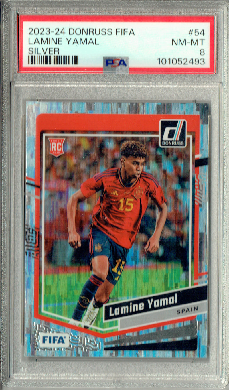 PSA 8 Lamine Yamal 2023 Donruss FIFA #54 Silver SP Rookie Card Barcelona