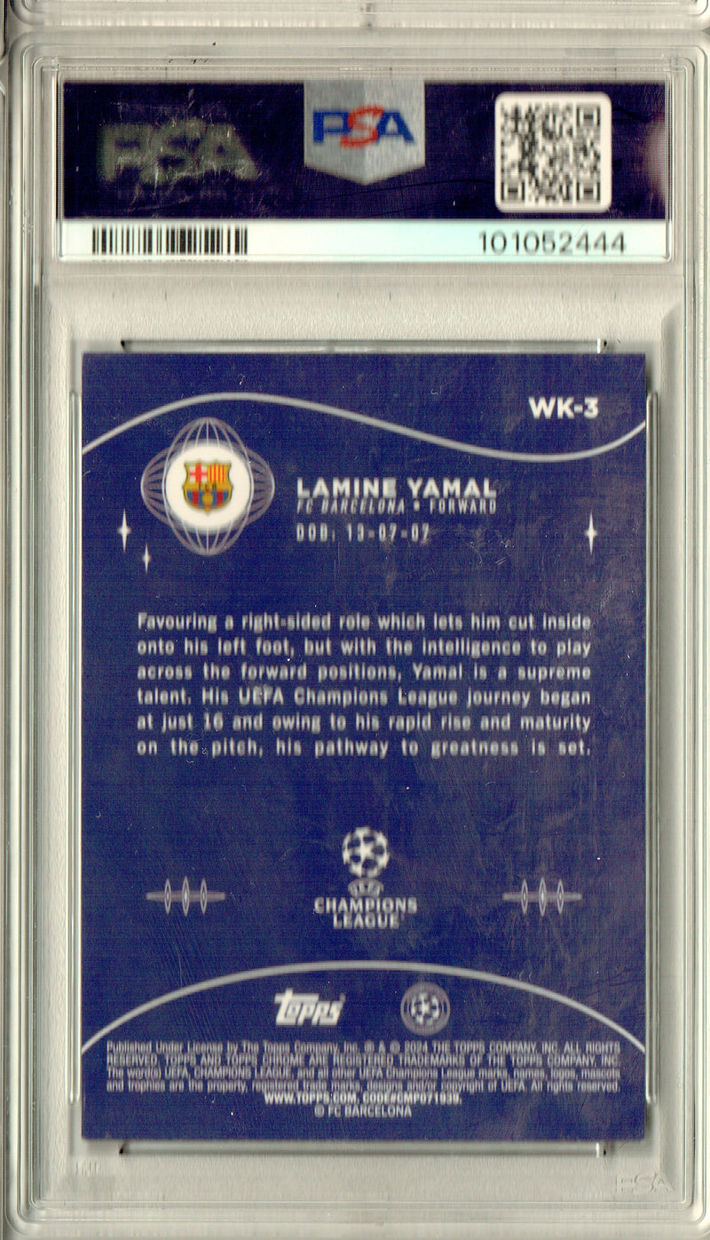 PSA 8 Lamine Yamal 2023 Topps Chrome UCC #wk3 Wonderkids Rookie Card Barcelona