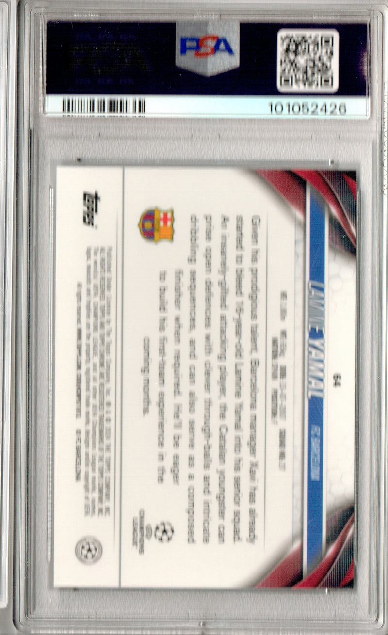PSA 8 Lamine Yamal 2023 Topps Chrome UCC #Chome64 Champions Rookie Card Barcelona