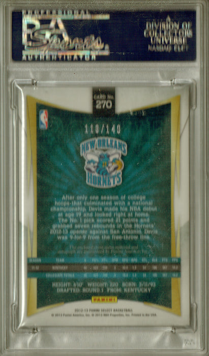 PSA 10 Anthony Davis 2012 Panini Select #270 Jersey Auto #118/149 Rookie Card