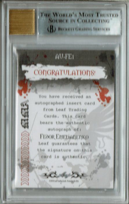 BGS 9 Fedor Emelianenko 2010 Leaf #AUFE1 Purple 10 Auto #21/25 Rookie Card