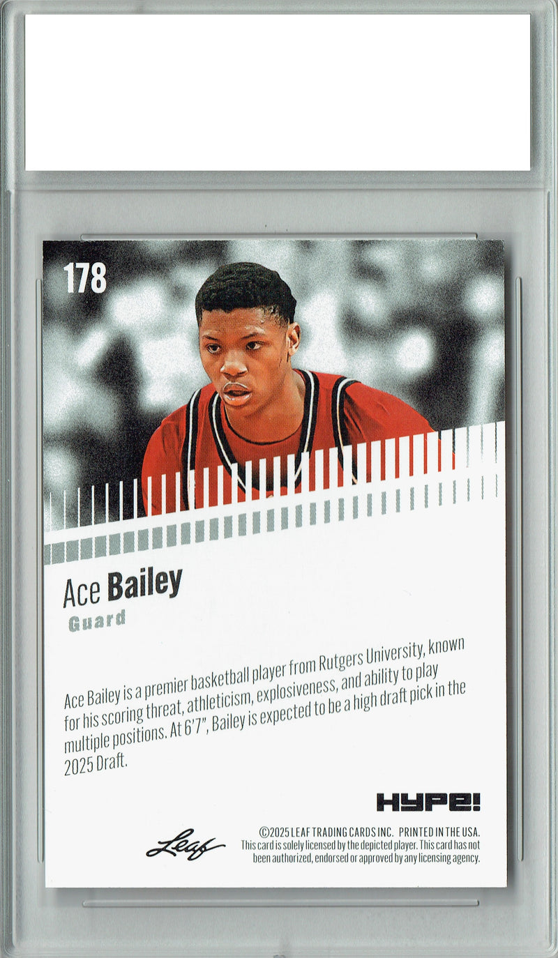 Ace Bailey 2025 Leaf HYPE! #178 Only 5k Made Rookie Card PGI 10