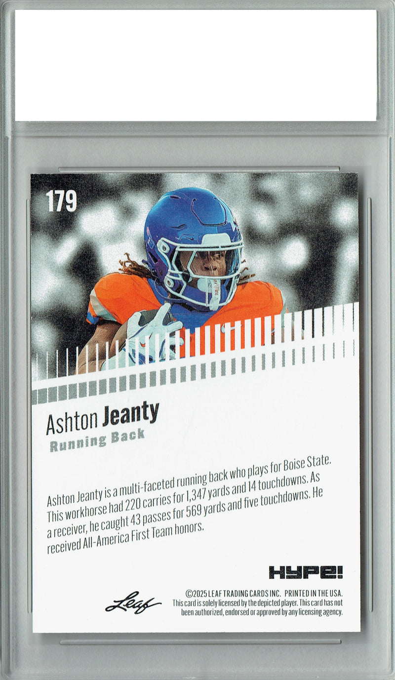 Ashton Jeanty Rookie Card Boise St / Las Vegas Football Trading Card 2025 Leaf HYPE! #179 Only 5k Made  Certified Mint+