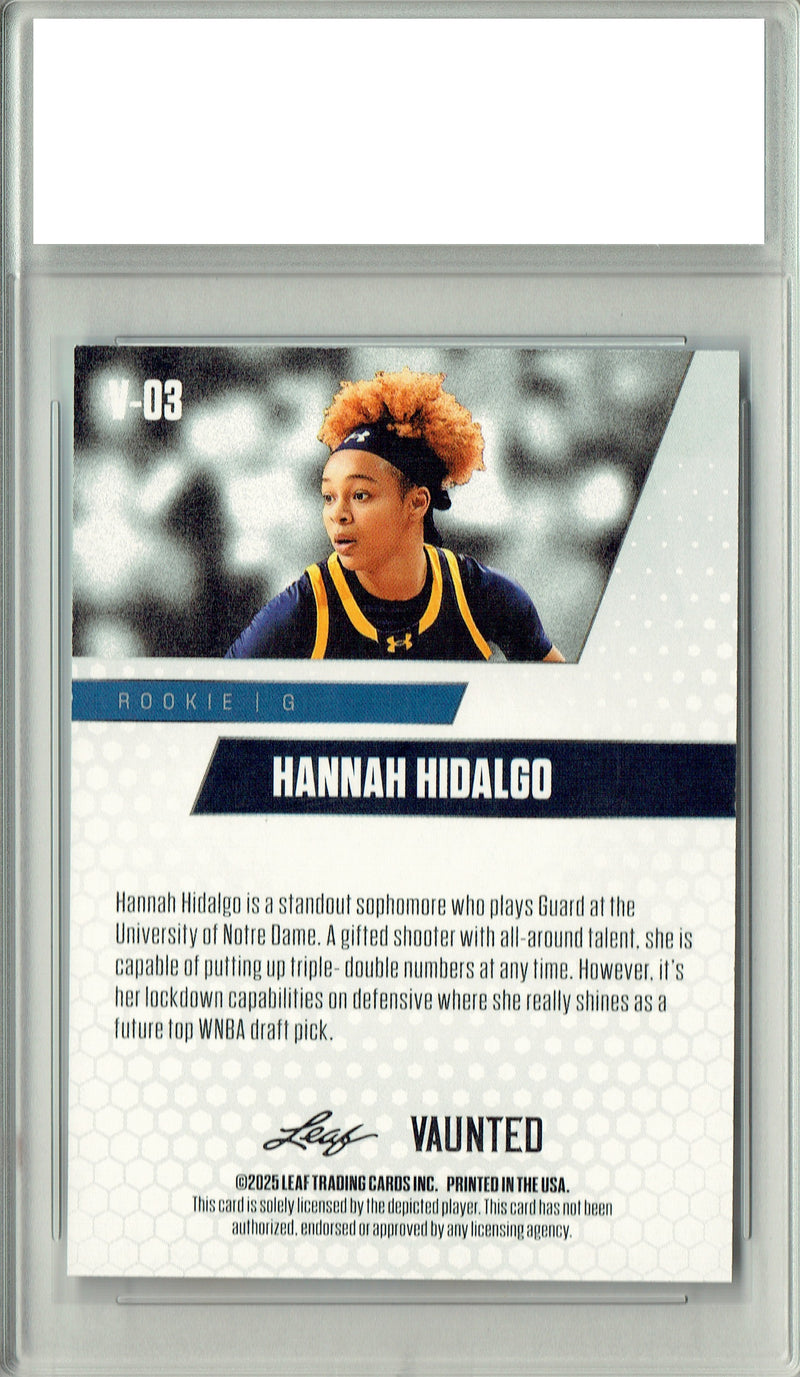 Certified Mint+ Hannah Hidalgo 2025 Leaf Vaunted #V-03 Only 5k Made Rookie Card NIL