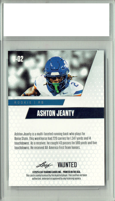 Certified Mint+ Ashton Jeanty 2025 Leaf Vaunted #V-02 Only 5k Made Rookie Card Boise State Broncos