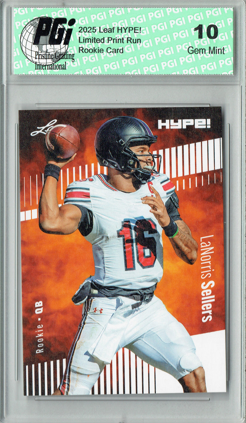LaNorris Sellers Rookie Card South Carolina PGI 10 Football Trading Card 2025 Leaf HYPE! #185 Only 5k Made