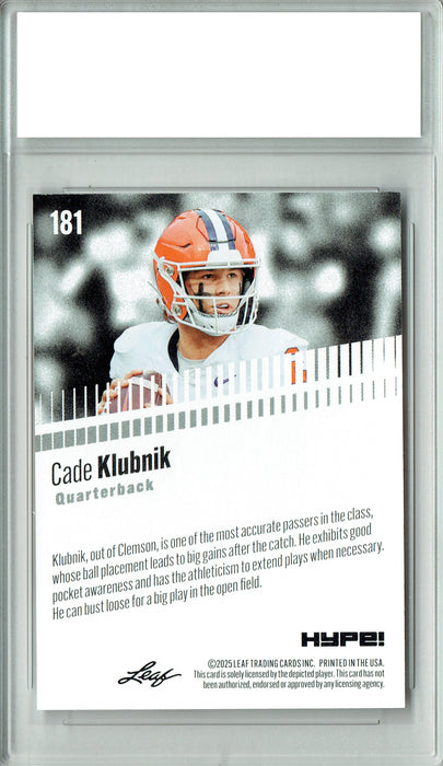 Cade Klubnik 2025 Leaf HYPE! #181 Only 5k Made Rookie Card PGI 10