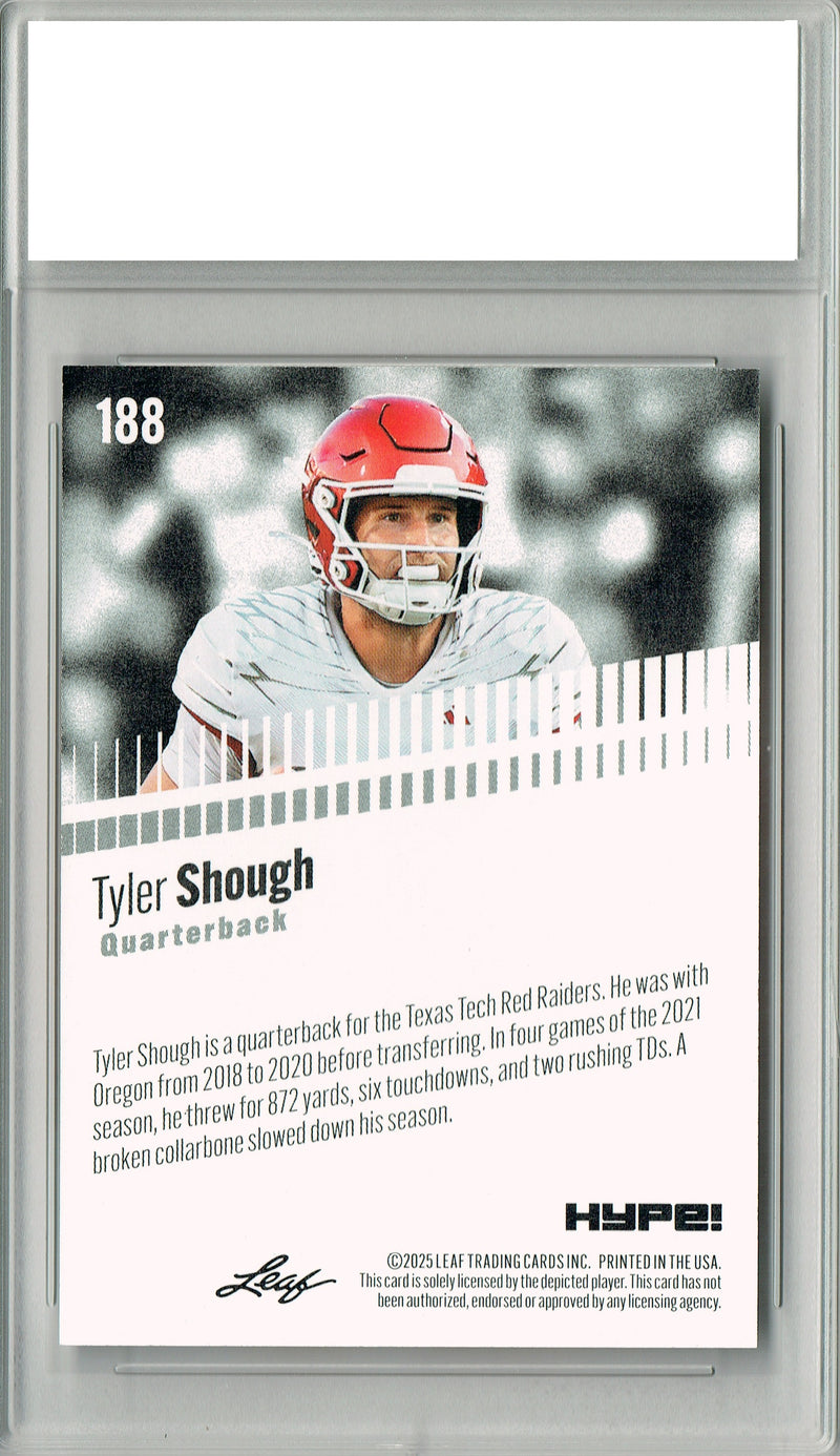 Tyler Shough Rookie Card New Orleans Football Trading Card 2025 Leaf HYPE! #188 Only 5k Made  Certified Mint+