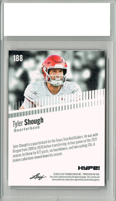 Certified Mint+ Tyler Shough 2025 Leaf HYPE! #188 Only 5k Made Rookie Card New Orleans Saints