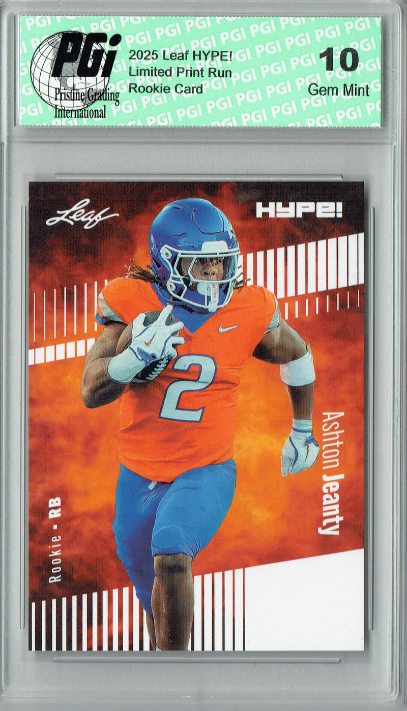 Ashton Jeanty Rookie Card Boise St / Las Vegas PGI 10 Football Trading Card 2025 Leaf HYPE! #179 Only 5k Made