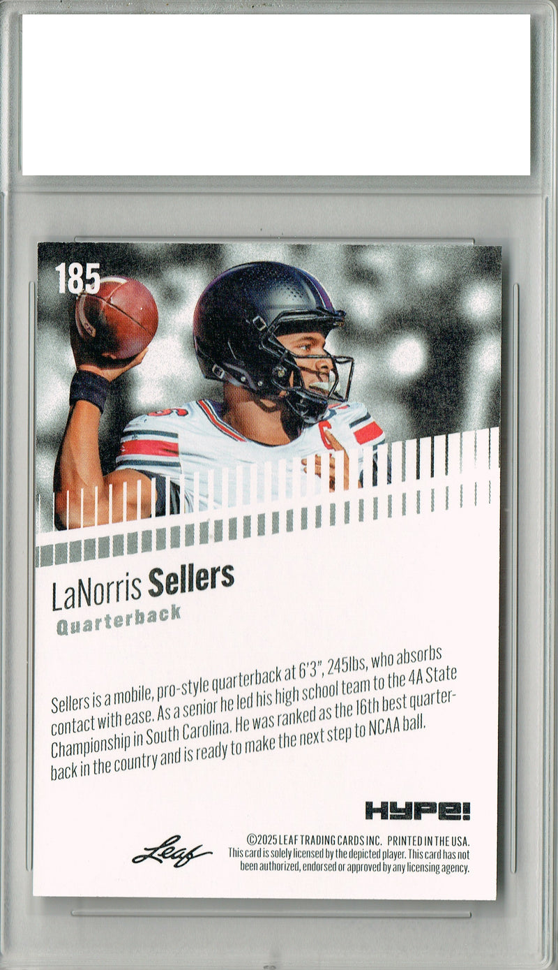 LaNorris Sellers Rookie Card South Carolina PGI 10 Football Trading Card 2025 Leaf HYPE! #185 Only 5k Made