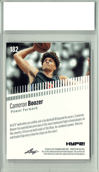Certified Mint+ Cameron Boozer 2025 Leaf HYPE! #182 Only 5k Made Rookie Card NIL