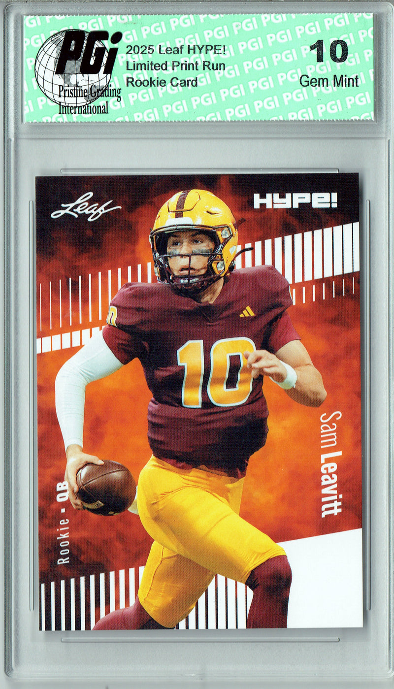 Sam Leavitt Rookie Card ASU / LSU PGI 10 Football Trading Card 2025 Leaf HYPE! #187 Only 5k Made