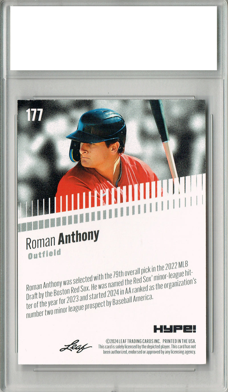 Certified Mint+ Roman Anthony 2024 Leaf HYPE! #177 Only 5k Made Rookie Card Boston Red Sox
