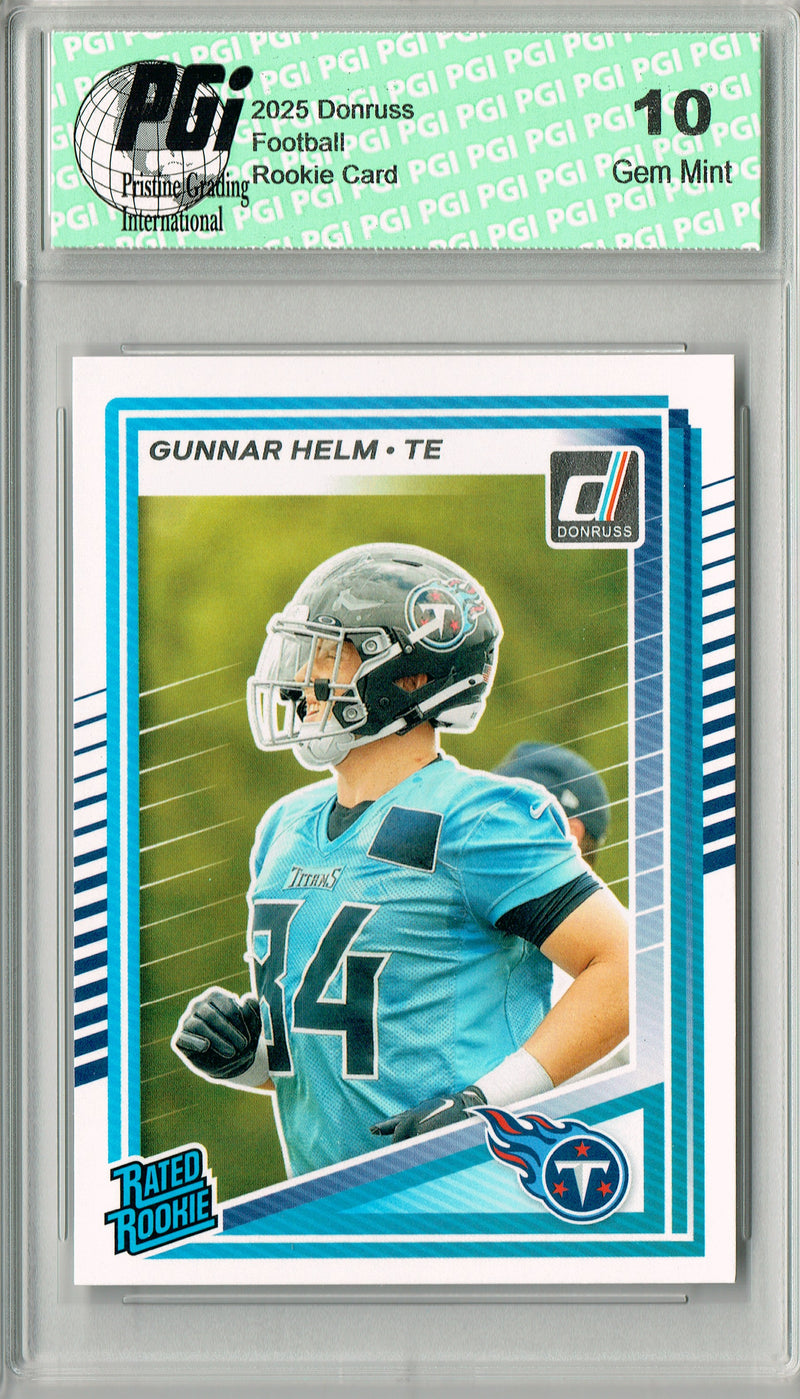 Gunnar Helm 2025 Donruss Football #371 Rookie Card PGI 10