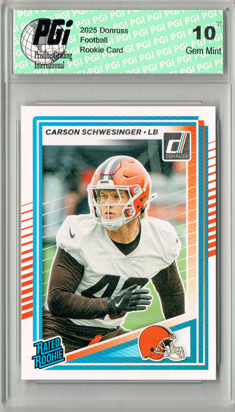 Carson Schwesinger 2025 Donruss Football #392 Rookie Card PGI 10